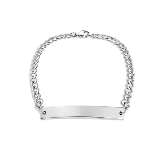 Personalized Curb Chain Curved Bar Bracelet