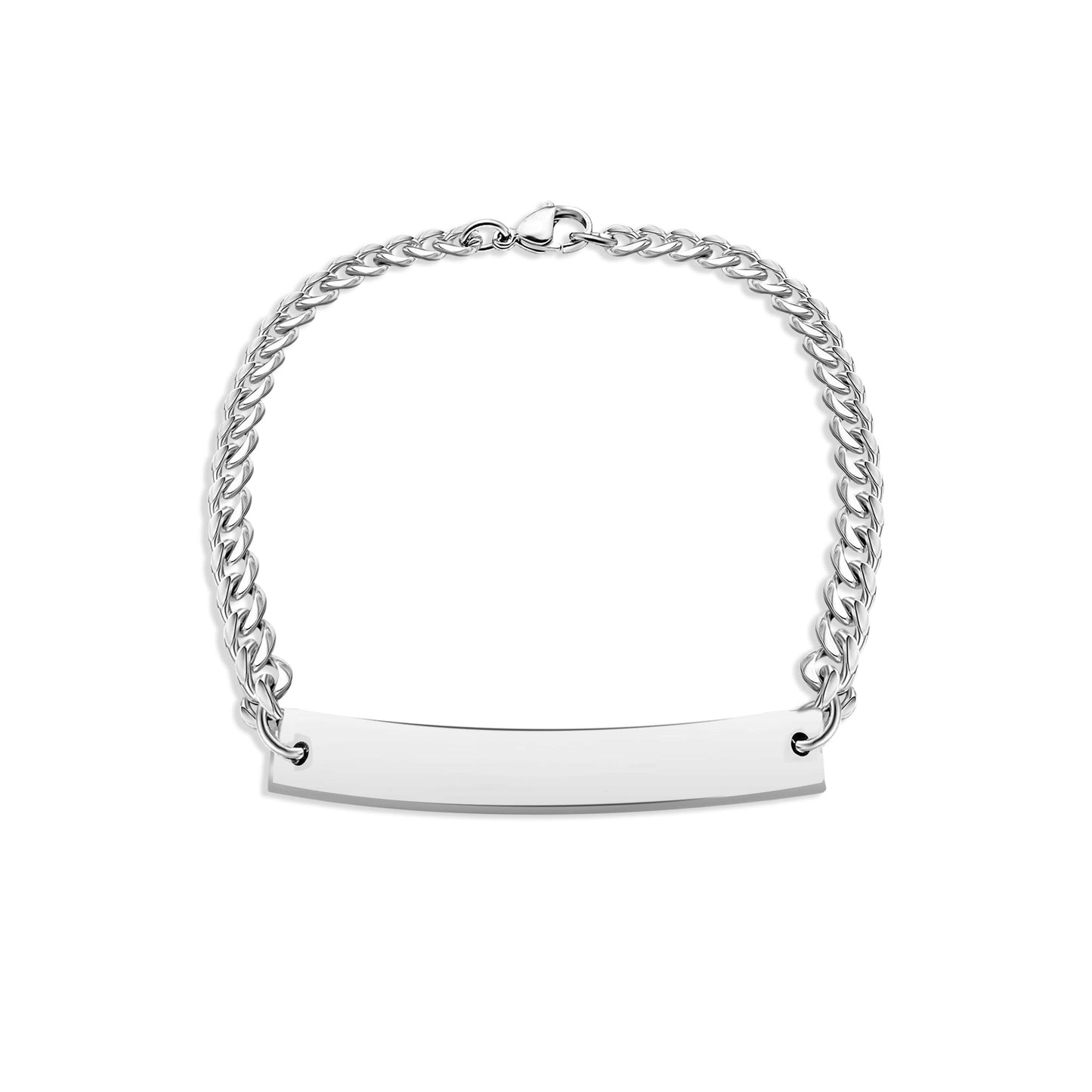 Personalized Curb Chain Curved Bar Bracelet