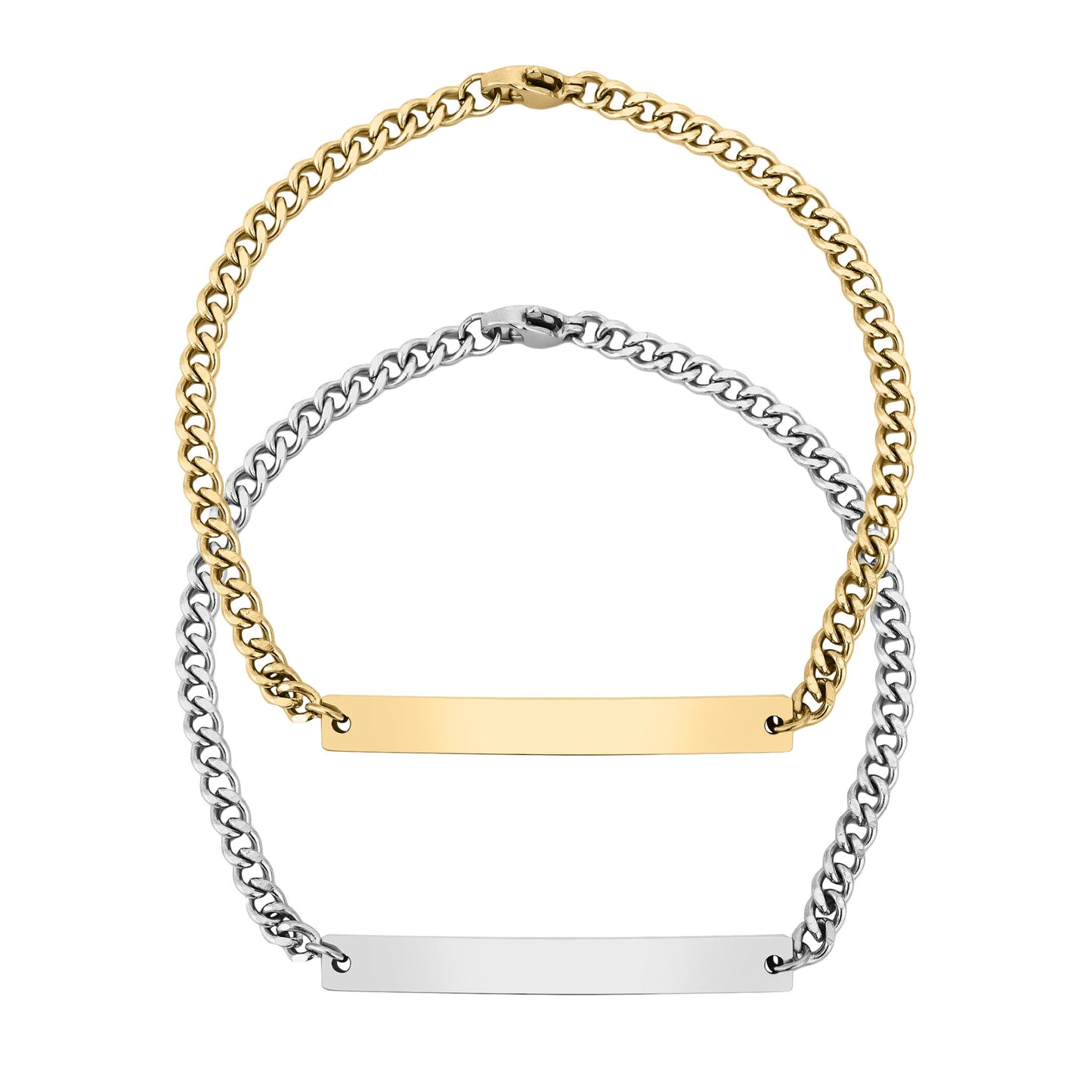 Personalized Curb Chain Curved Bar Bracelet