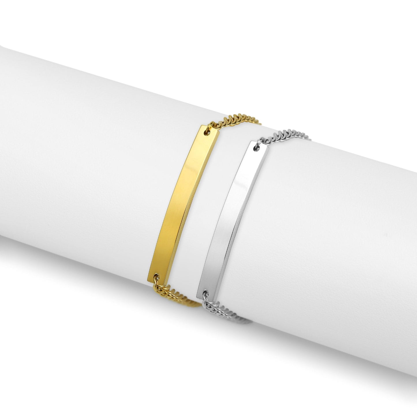 Personalized Curb Chain Curved Bar Bracelet
