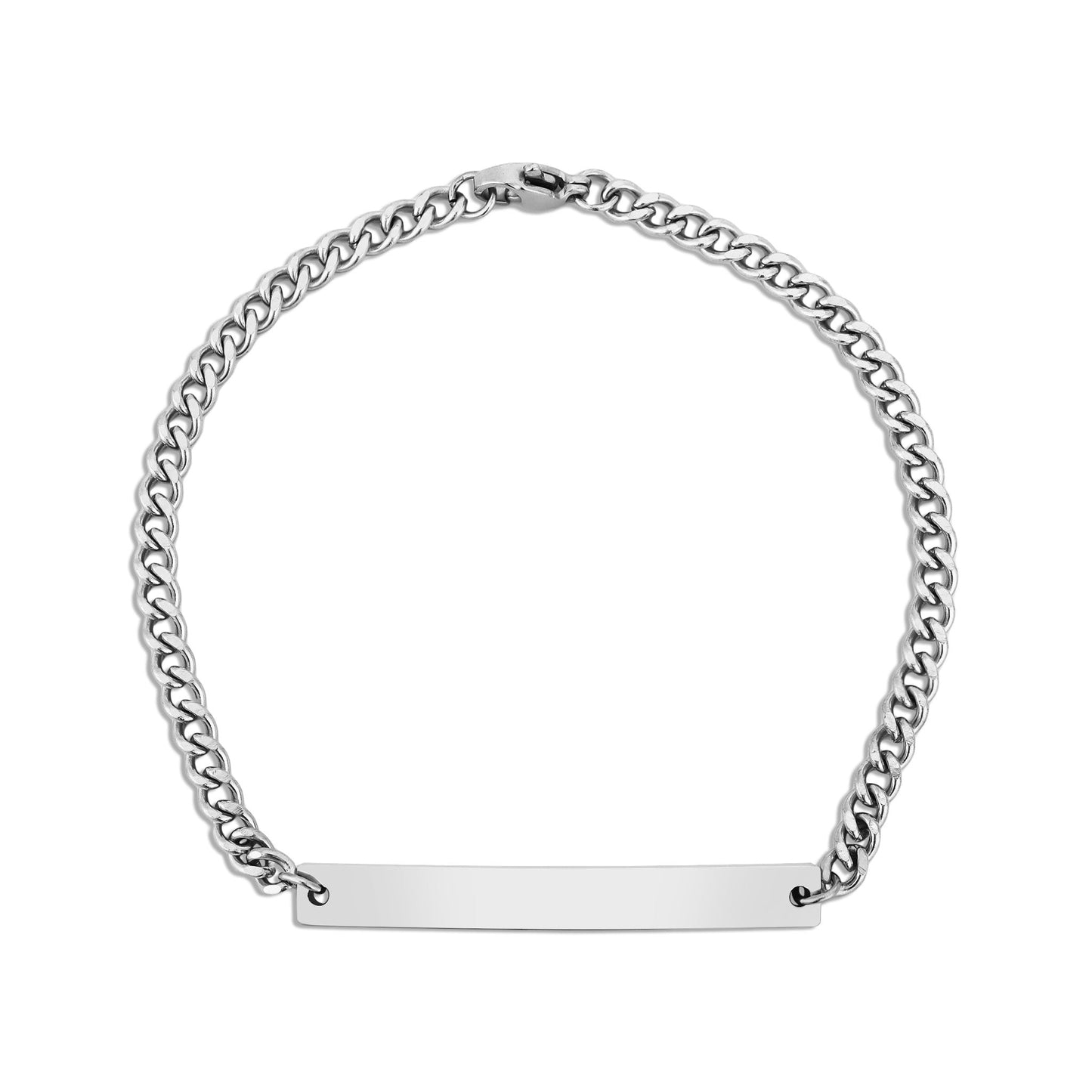Personalized Curb Chain Curved Bar Bracelet