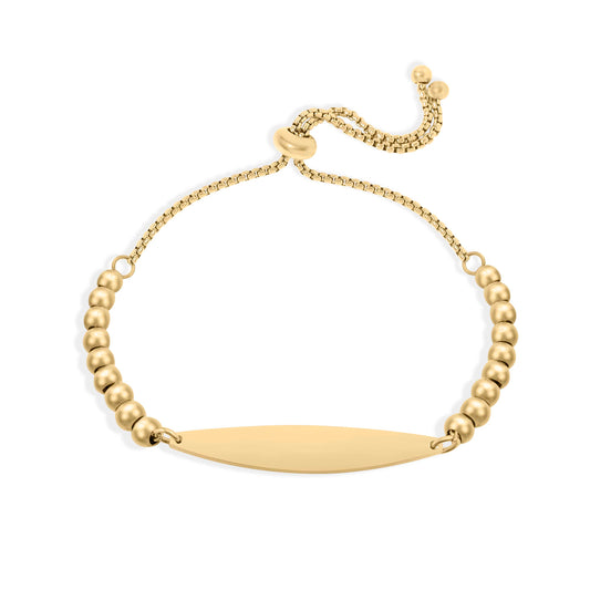 Personalized Beaded Curved Bar Bracelet