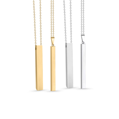 Personalized 3D Bar Necklace Slim