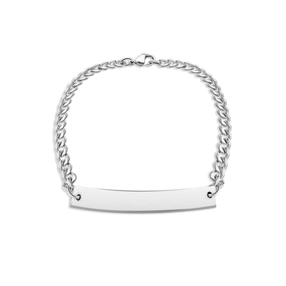 Personalized Curb Chain Curved Bar Bracelet