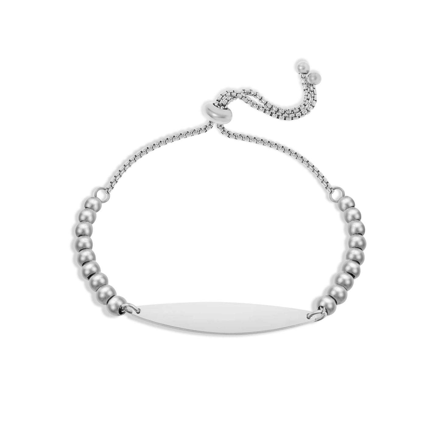 Personalized Beaded Curved Bar Bracelet