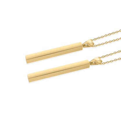 Personalized 3D Bar Necklace Slim