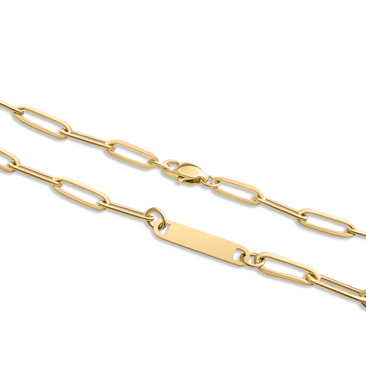 Personalized Flat Bar Paperclip Necklace