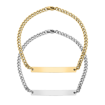 Personalized Curb Chain Curved Bar Bracelet