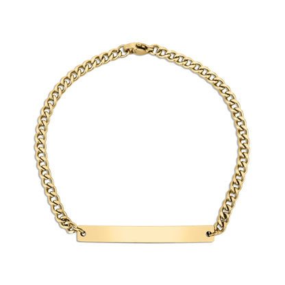 Personalized Curb Chain Curved Bar Bracelet
