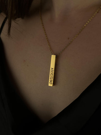 Personalized 3D Bar Necklace